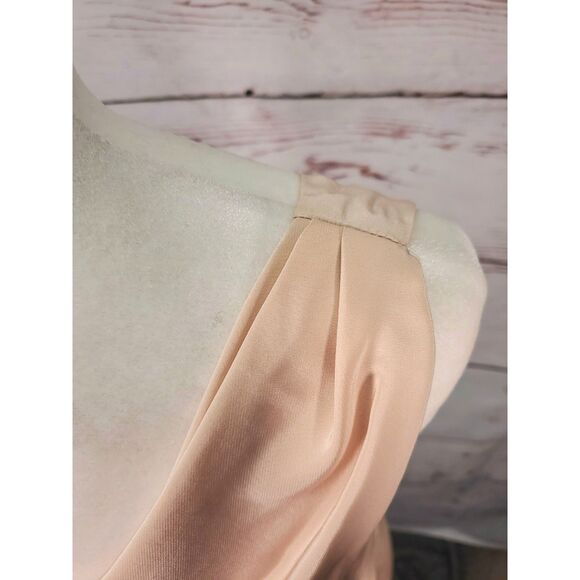 Amanda Uprichard Silk Dress Draped Neck Nude Pink Short Sheath Lined SZ LG - Picture 4 of 6